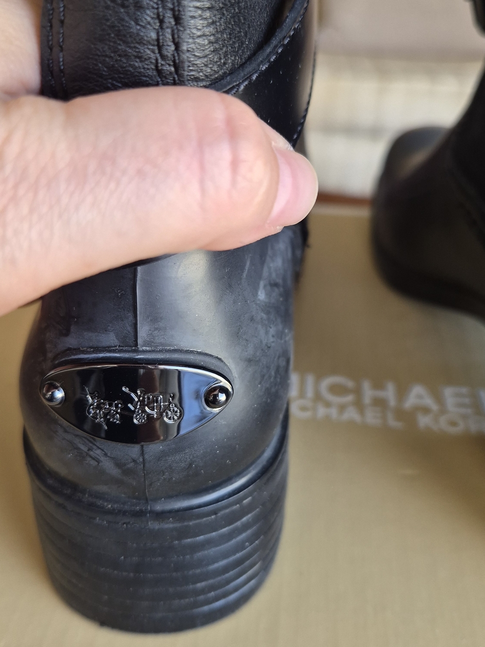 Coach Zena Black Mid-Calf Fleece-Lined Heeled Boots - Picture 3 of 11